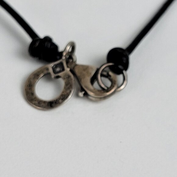 Silpada Sterling Silver Geometric Charm Black Leather Cord Necklace 21.5 In - Picture 5 of 8